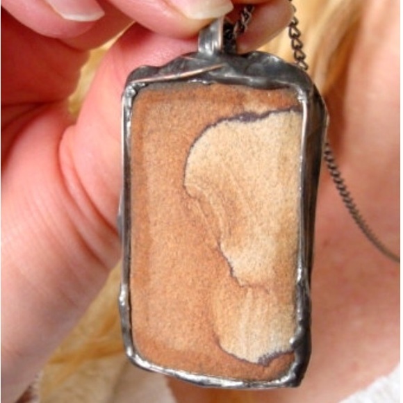 Handcrafted Sandstone Necklace, Handmade Necklace. - Picture 8 of 8